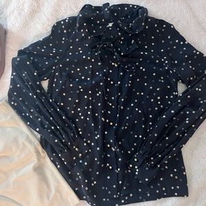 Kate Spade Polka Dot Lynette Snapshot Silk Blouse